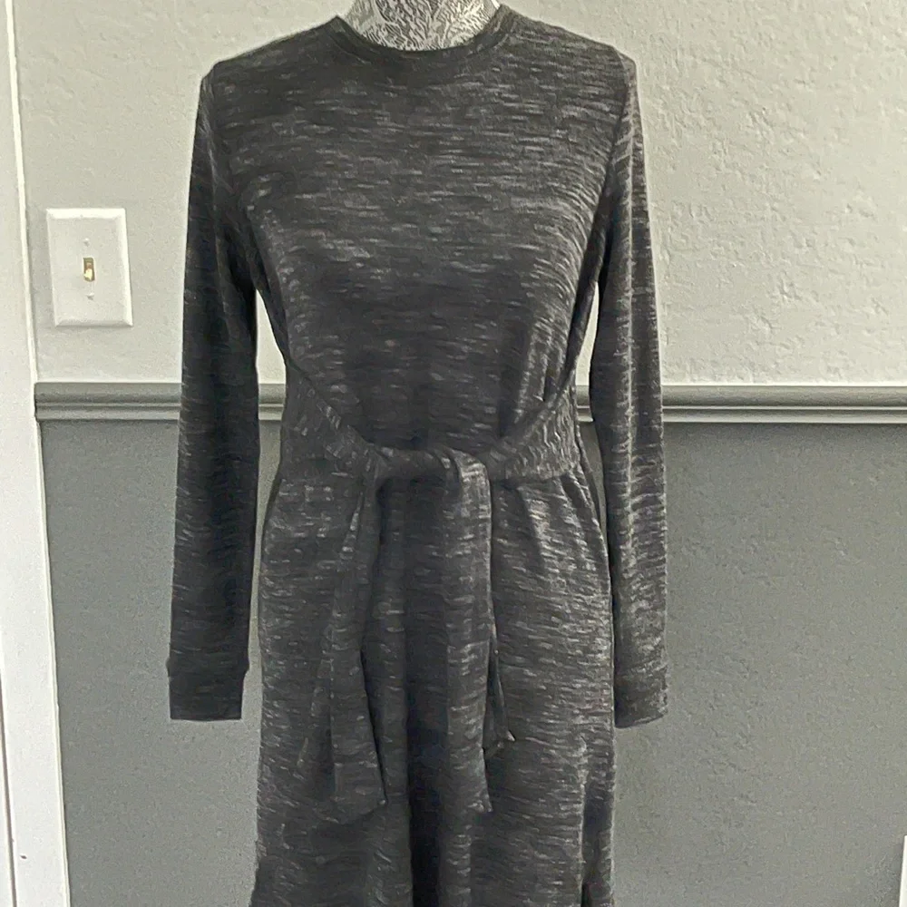 Max Studio Black Marled Knit Tie Waist Dress XS NWT $98